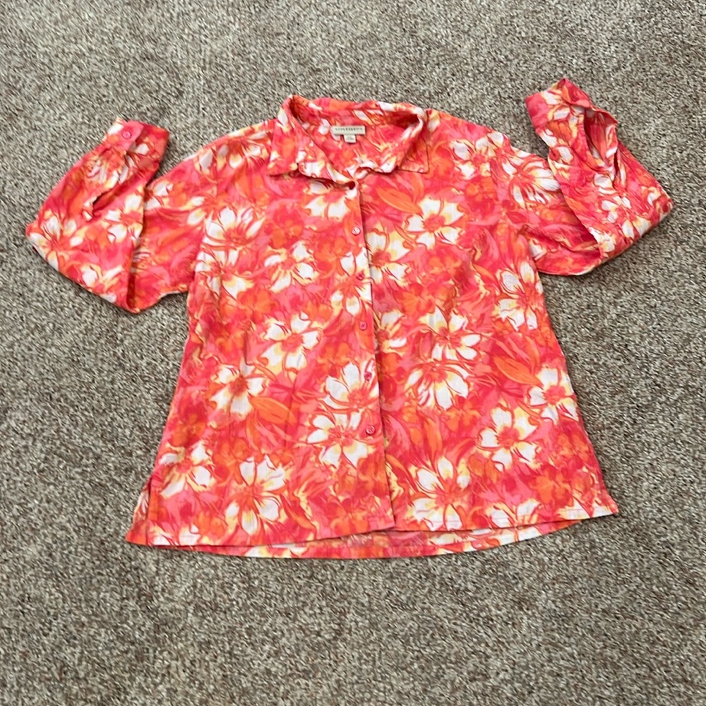 EUC! Appleseed’s Blouse. Flower Print. SZ XL